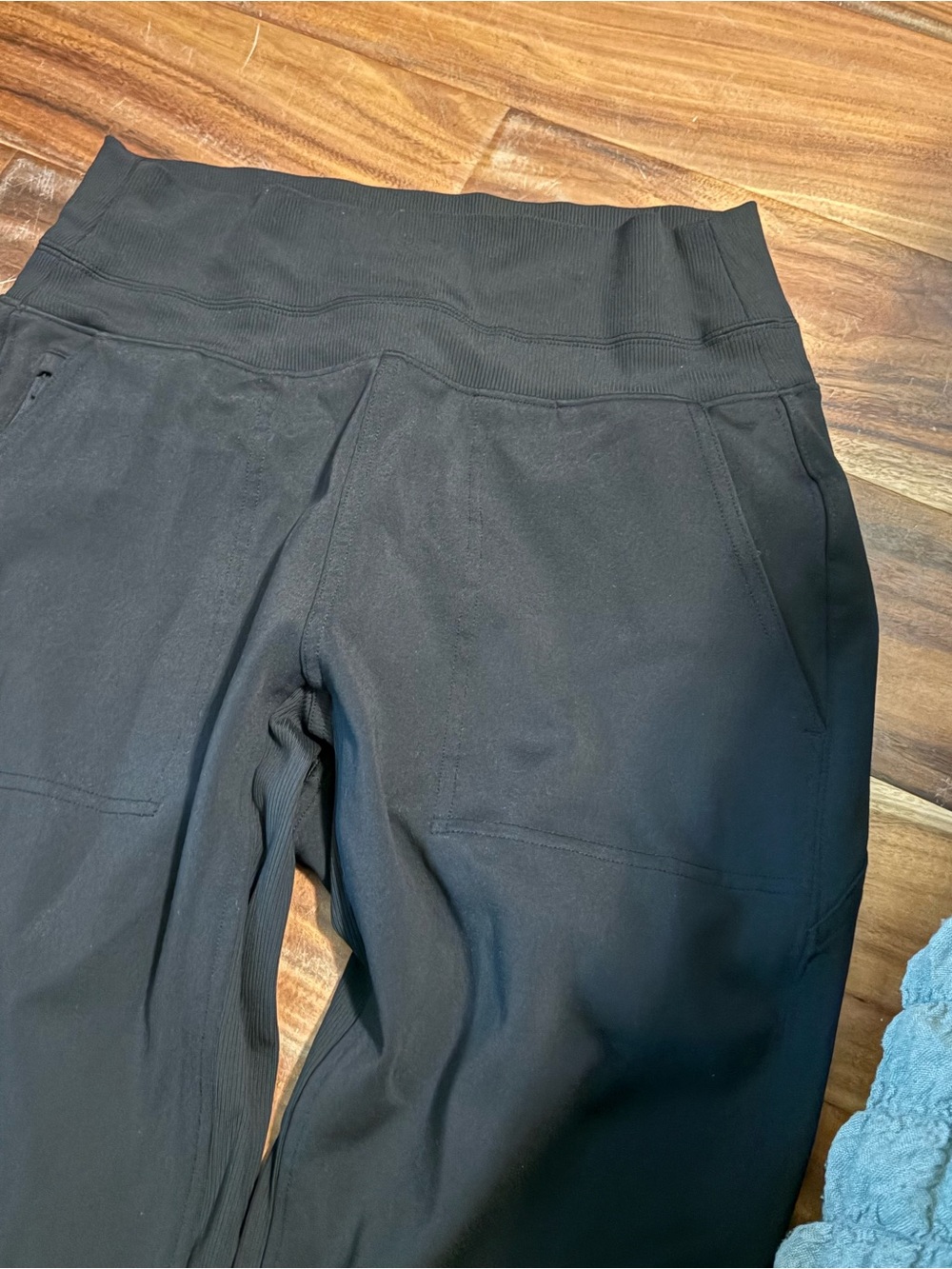 Black Athletic Joggers Womens M High Rise Stretch Tapered Lounge Pants (1278) - Picture 2 of 5
